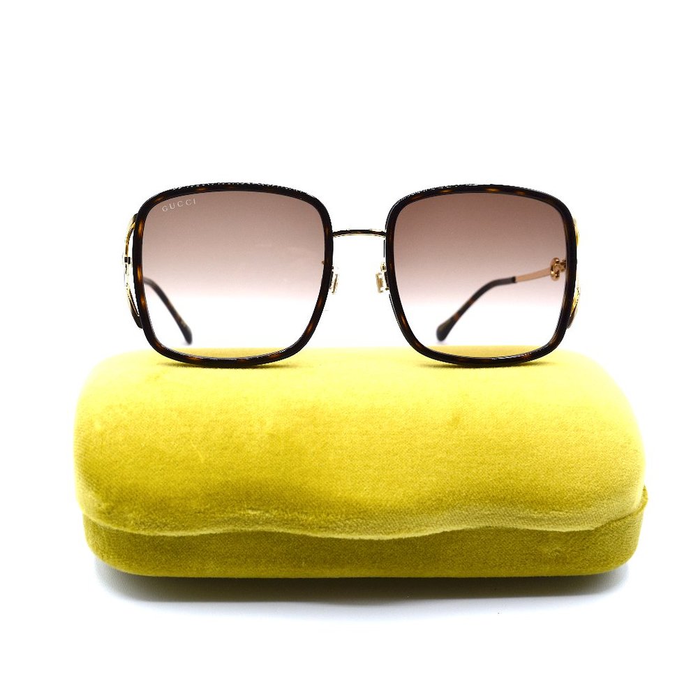NEW GUCCI GG1016SK 003 HAVANA GOLD BROWN GRADIENT AUTHENTIC SUNGLASSES - Picture 7 of 13